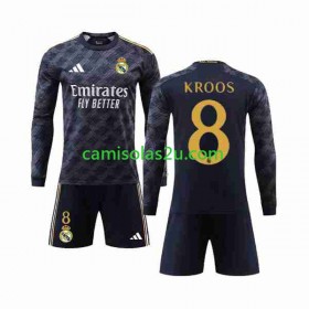 Camisolas de futebol Real Madrid Kroos 8 Criança Equipamento Alternativa 2023/24 Manga Comprida